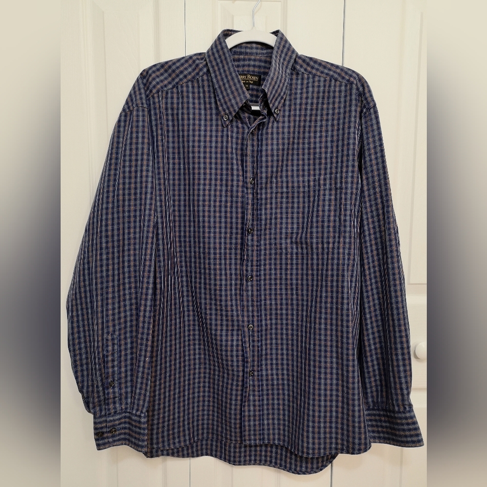 Men's Harry Rosen XL Blue Plaid Shirt
